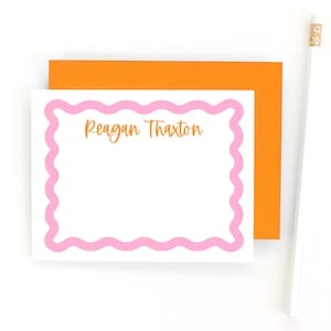 Custom Stationery with Wavy Border - Personalized Thank You Notes for Girls