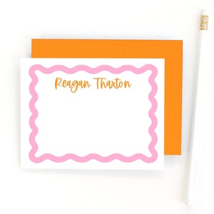 Papelaria personalizada com borda ondulada - Notas de agradecimento personalizadas para meninas