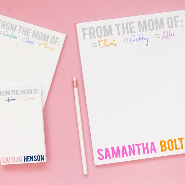 Mother's Day Gift - Personalized Mom Notepad - From the Mom of Notepad - Women's Stationery Set