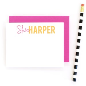 Gepersonaliseerde briefpapier voor dames - aangepaste bedankbriefjes - briefpapierset meisjes