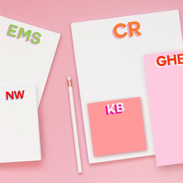 Monogram Notepad Personalized with Color Block Initials - Girl Easter Basket Gift Ideas