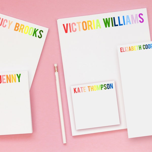 Personalized Rainbow Notepad, Custom Kids School Supplies