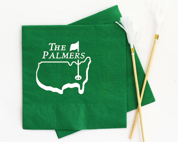 Masters Golf Cocktail Napkins, Golf Cocktail Napkins, Masters