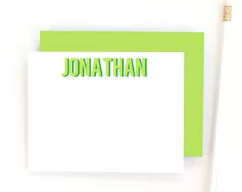 Custom Color Block Stationery Set / Boys Personalized Stationary / Kids Thank You Notes