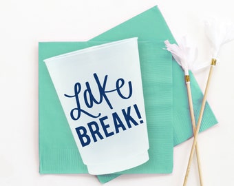 Lake House Cups, Weekend at the Lake Hostess Gift, Lake Day Plastic Party Cups, Boat Party Decorations - SET OF 10