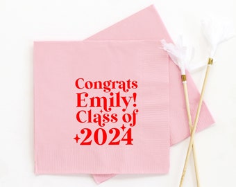 Class of 2024 Graduation Party Decorations - Personalized Napkins - Cocktail, Luncheon, Dinner, and Guest Towels