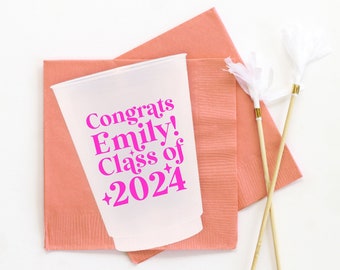 Graduation Party Cups - Personalized Cups - Class of 2024 Decorations