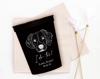 Custom Pet Illustrations / Dog Wedding Stadium Cup / Personalized Pet Wedding Favor Cups