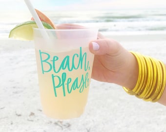 Beach Please Cups - Bachelorette Party Cups - Plastic Beach Cups - Vacation Cups