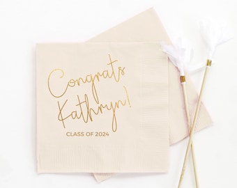 Personalized Graduation Napkins, Class of 2024 Graduation Party Decorations - Cocktail, Luncheon, Dinner, and Guest Towels