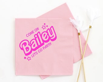 Custom Come on Let's Go Party Birthday Napkins - Available in Beverage, Luncheon, Dinner, and Guest Towel Size