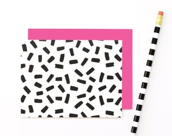 Thank You Notes Stationery Set Colorful Note Cards Black and White Confetti Cute Pink Stationary Bridesmaid Gifts