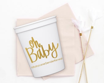Oh Baby Shower Cups, Boy Girl Baby Shower Decorations, Baby Sprinkle Party Favors, Personalized Plastic Cups, Gender Reveal Party Cups