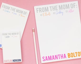 Mother&#39;s Day Gift - Personalized Mom Notepad - From the Mom of Notepad - Women&#39;s Stationery Set