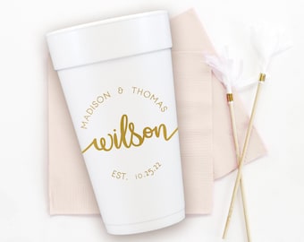 Personalized Styrofoam Cups, Customizable Foam Wedding Cups, Custom Wedding Party Favors