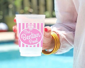 Personalized Pool Cups - Custom Housewarming Gift - Family House Pool Cups