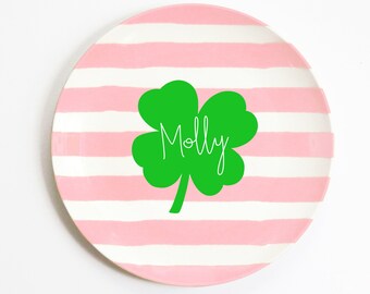 Personalized Plates for Kids, St. Patrick's Day Decor, Girl Melamine Plate, Saint Patricks Day Gift Ideas, Kid's Table Decorations