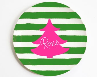 Personalized Holiday Plates, Melamine Christmas Plate, Kids Christmas Gifts for Girls, Cookies for Santa
