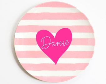 Kids Valentines Day Gifts, Personalized Melamine Plate for Girls, Valentine's Day Decorations and Place Settings