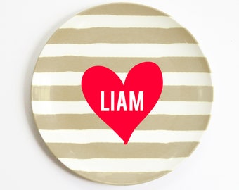 Valentines Day Plates, Custom Melamine Plate for Kids, Valentine's Day Party Decorations, Personalized Gift for Boys