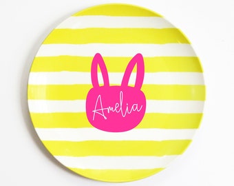 Girl Easter Basket Gifts - Personalized Kids Plate - Easter Bunny Plate