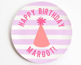 Personalized Happy Birthday Plate - Baby Girl First Birthday Gifts - Custom Melamine Plates for Kids