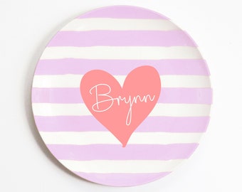 Kid's Valentines Plate, Personalized Melamine Plate,  Valentine's Day Gift for Girls, Kids Table Decorations