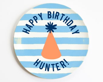 Personalized Birthday Plate for Boys - Melamine Happy Birthday Plates - Custom Kids Gifts