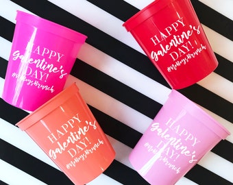 Galentines Day Party Favors Personalized Plastic Cups Galentine's Day Gifts Valentines Day Party Decorations