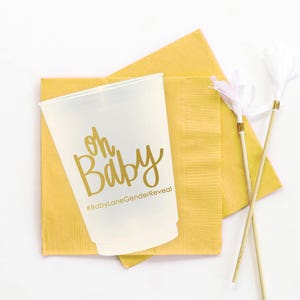 Gender Reveal Party Cups Personalized Oh Baby Plastic Cup Gender Reveal Party Supplies Baby Shower Decorations Custom Cups