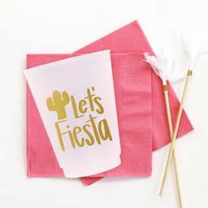 Fiesta Cups Birthday Party Plastic Cups Mexican Themed Cups Let&#39;s Fiesta Party Supplies Bachelorette Party Cups Cinco De Mayo Decorations
