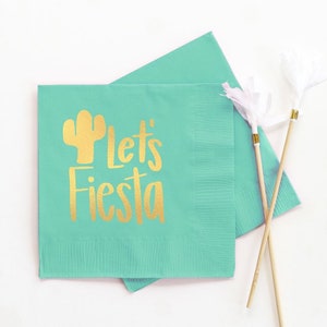 Fiesta Napkins Birthday Party Cocktail Napkins Mexican Themed Napkins Lets Fiesta Party Supplies Cactus Napkins Cinco de Mayo Decorations