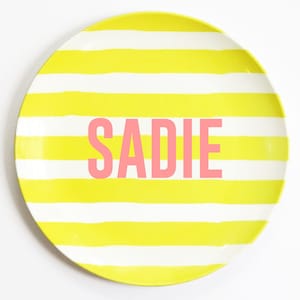 Kids Melamine Plate Personalized Name Plate for Girls Custom Birthday Plates Personalized Baby Gift Kids Dinnerware Outdoor Plates Tableware