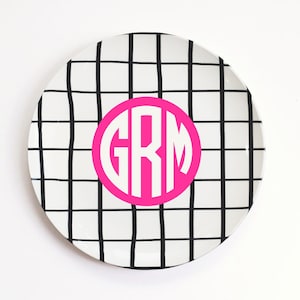 Monogrammed Melamine Plate Personalized Kids Dinner Plate Custom Birthday Plate Monogram Baby Gift Kids Dinnerware Polymer Plate image 1