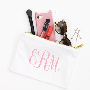 Personalisiertes Geschenk Monogramm Brautjungfer Geschenke Segeltuch-Kosmetiktasche Benutzerdefinierte Make-up-Tasche Monogramm Make-Up-Taschen für Brautparty-Kulturtasche
