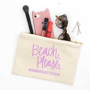 Kosmetiktasche Personalisierte Make-up Tasche Brautjungfer Geschenke Strand Bachelorette Party Favors Benutzerdefinierte Leinwand Kosmetiktasche Strand Pool Tasche
