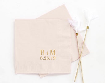 Wedding Cocktail Napkins Personalized Monogram Napkins Custom Beverage Napkins for Wedding Favors Monogrammed Engagement Party Napkins