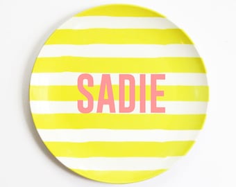Kids Melamine Plate Personalized Name Plate for Girls Custom Birthday Plates Personalized Baby Gift Kids Dinnerware Outdoor Plates Tableware