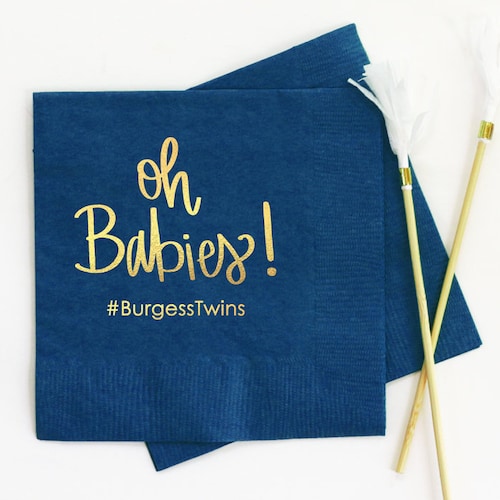 Personalized Baby Shower Napkins for Twins Oh Babies Cocktail Etsy