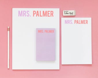 Personalized Teacher Notepad - Custom Name Note Pad - End of the Year Teacher Gift Ideas - Customized Notepads