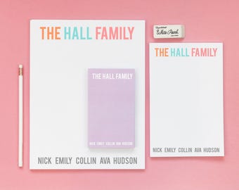 Family Notepad- Personalized Note Pad with Name- Custom Family Stationery- Family Gift