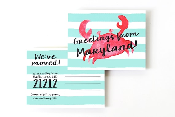 Maryland Moving Announcement Postcards Change of Address ...