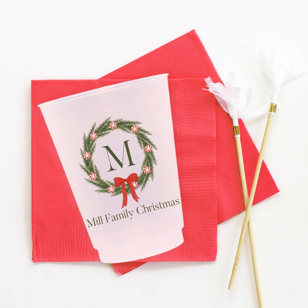 Personalized Family Christmas Party Cups Custom Holiday Party Cups Etsy