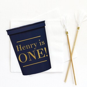 Boys First Birthday Party Decorations Personalized Beverage Napkins 1st Birthday Party Supplies Custom Cocktail Napkins image 7
