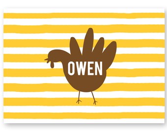 Personalized Thanksgiving Placemat, Childrens Laminated Placemat, Kids Table, Thanksgiving Party Decorations