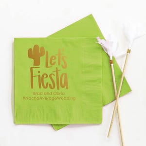 Fiesta Napkins for Wedding Personalized Cocktail Napkins Mexican Themed Rehearsal Dinner Napkins Lets Fiesta Party Supplies Cactus Napkins
