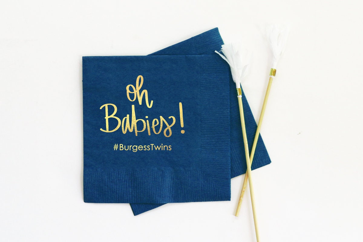 Personalized Baby Shower Napkins for Twins Oh Babies Cocktail Etsy