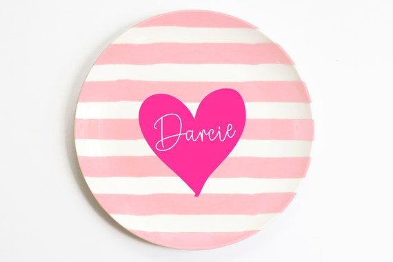 Kids Valentines Day Gifts, Personalized Melamine Plate for Girls,  Valentine's Day Decorations and Place Settings 