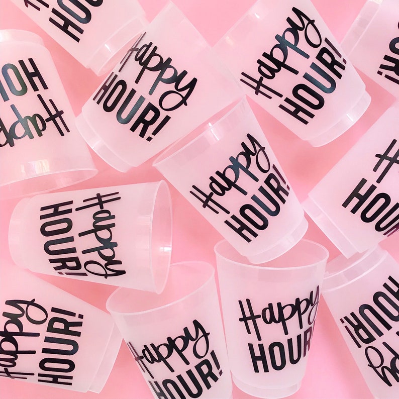 Happy Hour Party Cups Birthday Decorations Bachelorette Party Favors Beach Lake Plastic Cups Pregame Cups image 4