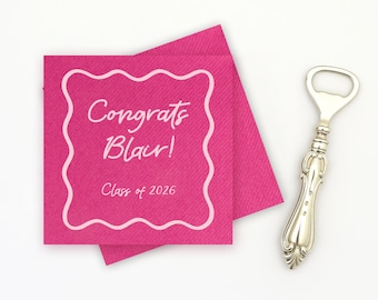 Personalized Graduation Napkins with Wavy Border - Custom Grad Party Decorations - Class of 2026